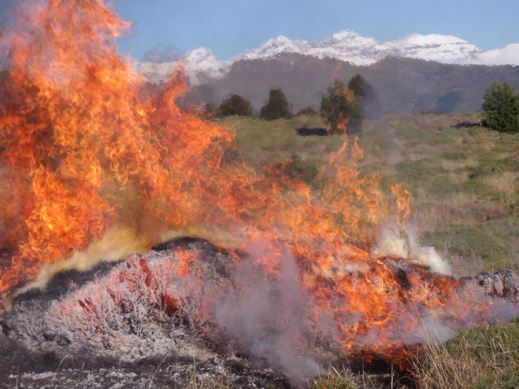 Quema prescrita de erizón; al fondo las tres Sorores (PN de Ordesa). Las quemas prescritas de matorral, en invierno, de forma controlada, suponen una “vacuna” frente a los potenciales grandes incendios que sufrimos en verano. Foto de archivo del autor.