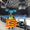 El profesor del Campus de Huesca Alejandro de la Parte, en la pista de hockey sobre hielo de los Juegos Olímpicos en Italia