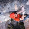 Escalada deportiva; el autor en un 8c+_9a. Foto: Alejandro Ruiz