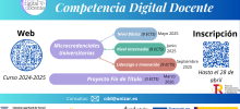 Diploma de especialización Competencia Digital Docente, microcredenciales universitarias: Nivel básico (9 ECTS), Mayo 2025, Nivel Intermedio (9 ECTS), Junio 2025, Liderazgo e Innovación (9 ECTS), Septiembre 2025. Proyecto Fin de Título (3 ECTS) Marzo 2026 Inscripción hasta el 28 de abril