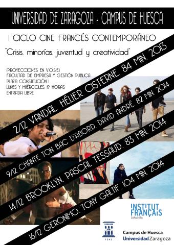 Cartel del ciclo de cine francés contemporaneo 2015 del Aula de Cine del Campus de Huesca
